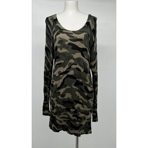 Torrid Tunic Top 18/20 Green Camo Long Sleeve Zip Scoop Ribbed Career Edgy Y2K